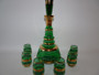 Bohemian green and gold striped glass decanter set dated 1960s.