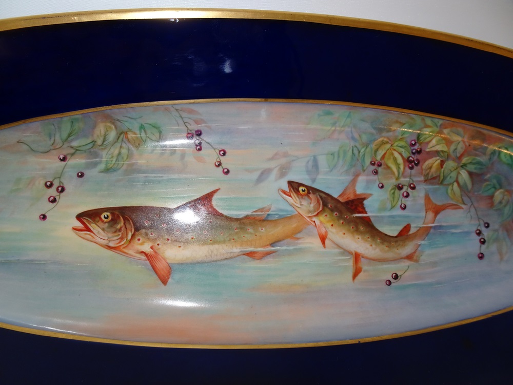 Antique Limoges Hand Painted Fish Platter