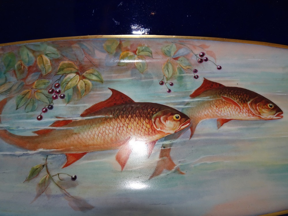 Antique Limoges Hand Painted Fish Platter