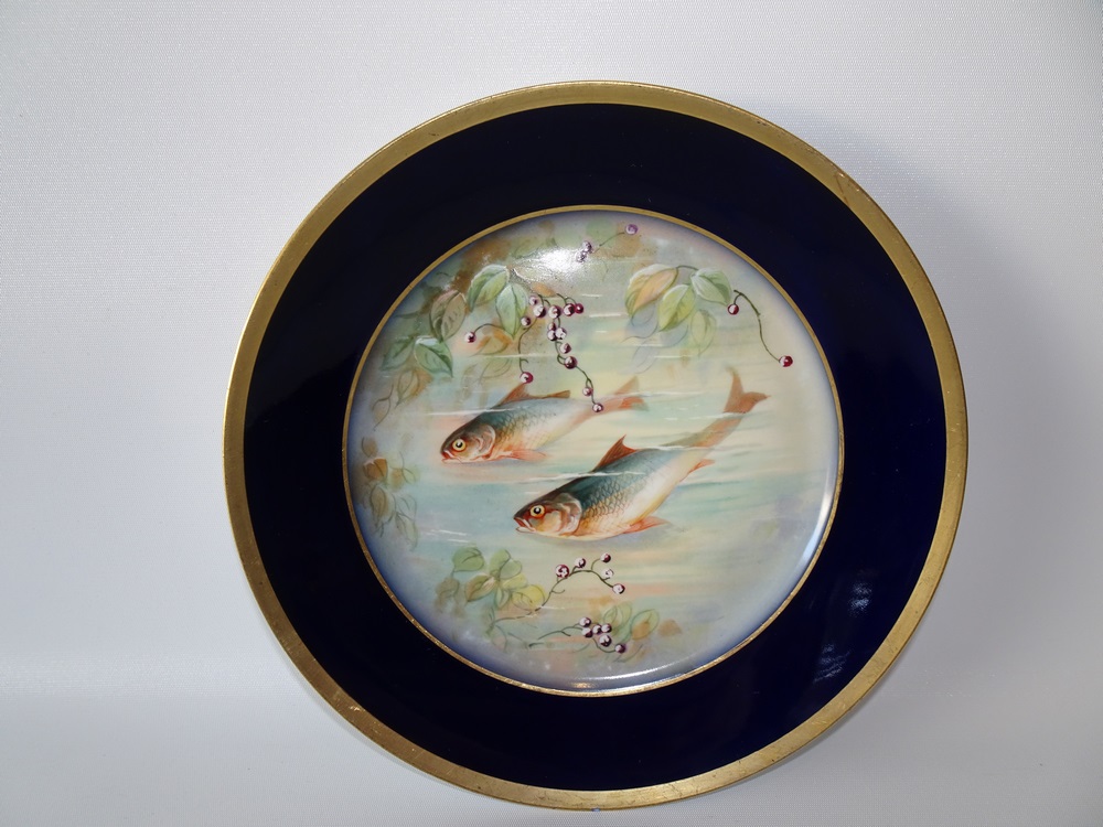 Antique Limoges Hand Painted Fish Plate