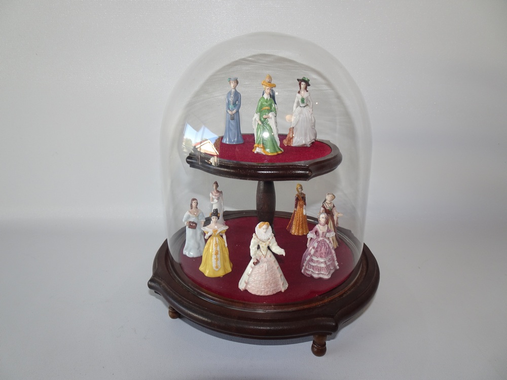 Franklin Mint Miniature Porcelain Ladies of Fashion with Display