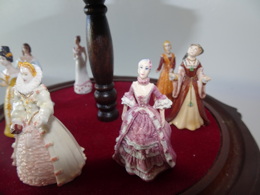 Franklin Mint Miniature Porcelain Ladies of Fashion with Display