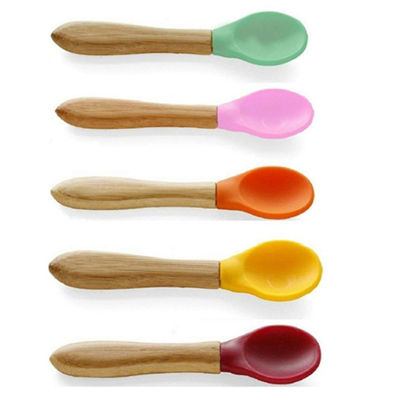 Avanchy Bamboo and Silicone Infant Spoons 5 Pack