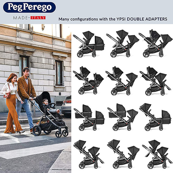 Peg Perego Ypsi – Compact Single to Double Stroller – Compatible with All  Primo Viaggio 4-35 Infant Car Seats & Ypsi Bassinets - Made in Italy - Onyx