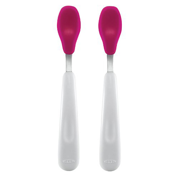 OXO Feeding Spoon Set with Soft Silicone - pink