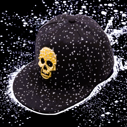 Speckled Skull Flat-Brim Snapback Cap