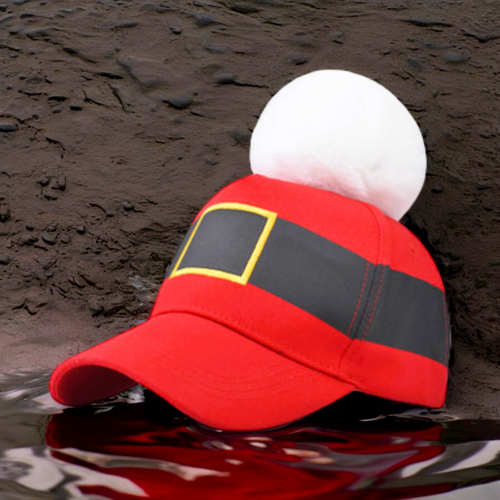Santa Buckle Snowball Pom Cap