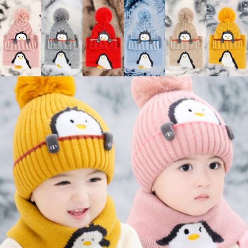 Super Cute Penguin Toque and Scarf Combo Cap