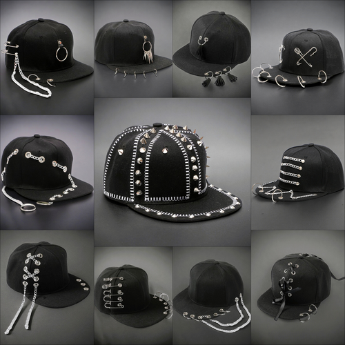 Rebel Style Kids and Adult Sizes Rivets Chains Tassels Rings Spikes Cap