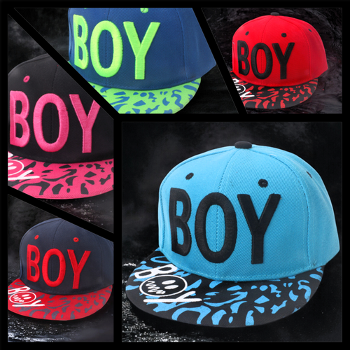 Kids Embroidered Boy Animal Print Flat Brim Snapback Cap