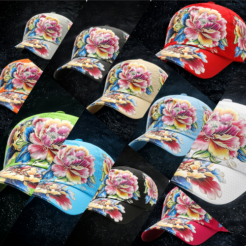 Colorful Floral Breathable Fabric Curved Brim Cap