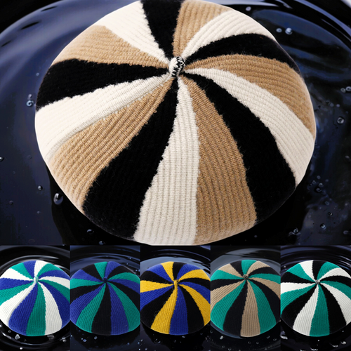 Pinwheel Knit Beret Cap