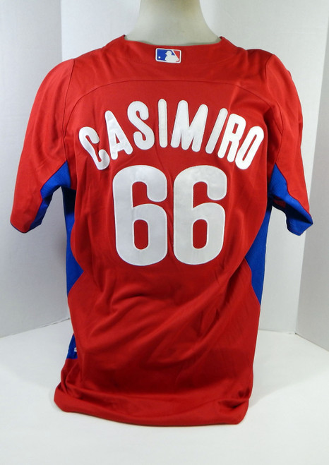 2011-13 Philadelphia Phillies Ranfi Casimiro #66 Game Used Red Jersey ST BP 48 1