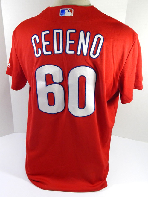 Philadelphia Phillies Jose Cedeno #60 Game Used Red Jersey Ex ST BP L DP43665