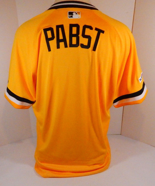 2019 Pittsburgh Pirates Arden Pabst # Game Issued Yellow Jersey 1979 TBTC 150 P