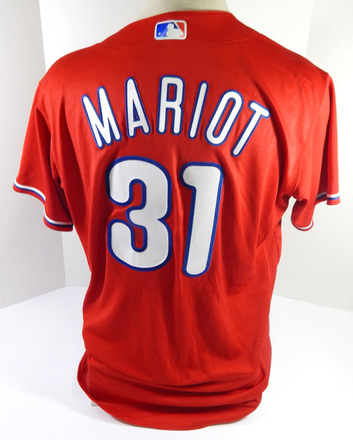 Philadelphia Phillies Michael Mariot #31 Game Used Red Jersey Ex ST BP DP44411