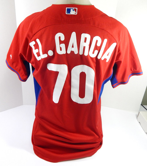 Philadelphia Phillies Elniery .arcia #70 Game Used Red Jersey Ext ST BP 46 382
