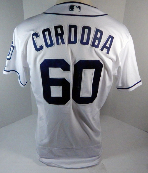 2017 San Diego Padres Allen Cordoba #60 Game Used Signed White Jersey SDP1072