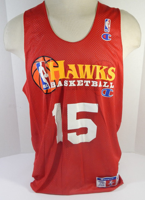 1990s Atlanta Hawks #15 Game Issued Red White Practice Jersey XXL DP30026