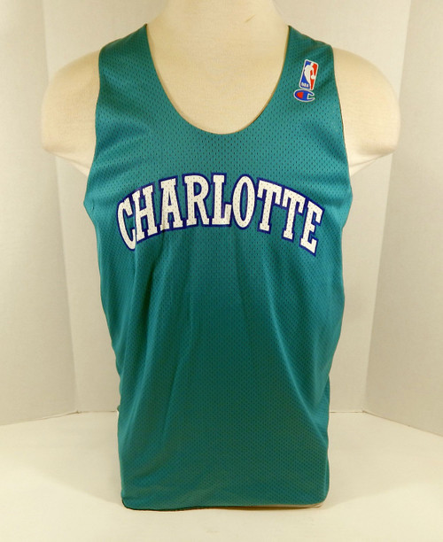 1990 Charlotte Hornets Blank Game Issued Black Teal Reversible Practice Jersey 2