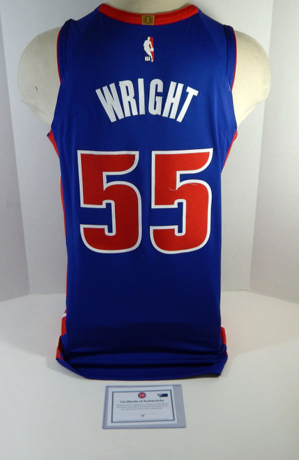 2020-21 Detroit Pistons Delon Wright #55 Game Issued Blue Jersey 48+6 41