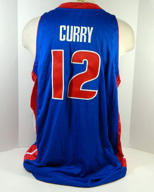 2002-03 Detroit Pistons Michael Curry #12 Game Used Blue Jersey 52 DP15931