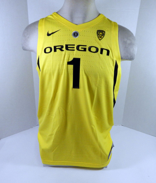 2018-19 Oregon Ducks #1 Game Issued Yellow Jersey 50 DP31141