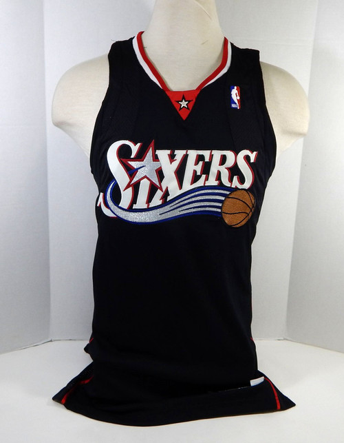 2007-08 Philadelphia 76ers Blank Game Issued Black Jersey 44 + 2 L 38