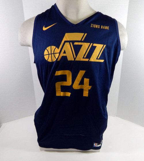 2019-20 Utah Jazz #24 Game Used Reversible Navy Grey Practice Jersey L DP30089