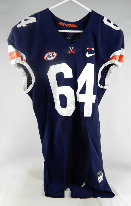 2017 Virginia Cavaliers #64 Game Used Navy Jersey Throwback NP Rem Hoos P79