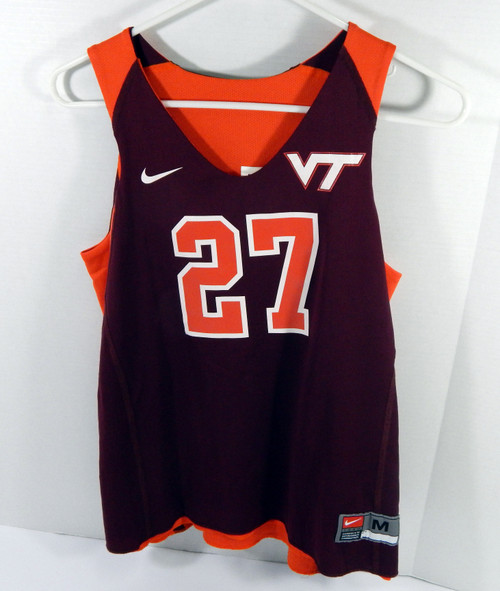 Womens Virginia Tech Hokies #27 Game Issued Orange Rev Basketball Jersey M 4