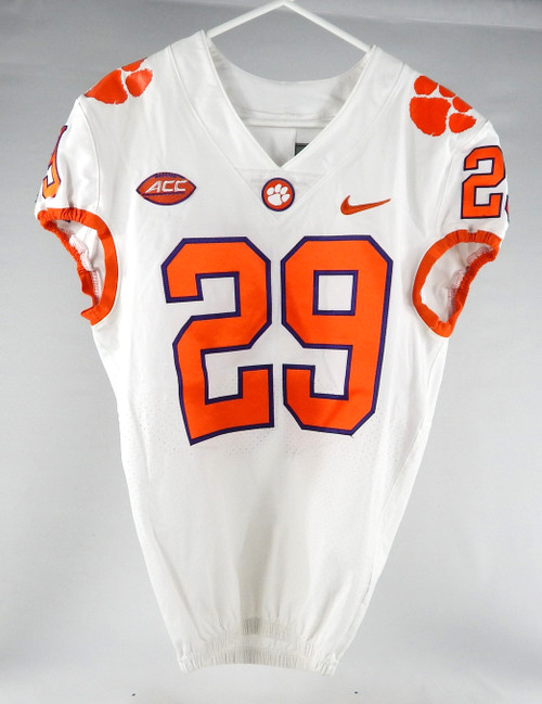 2018-22 Clemson Tigers #29 Game Used White Jersey Nameplate Removed 40 DP77629