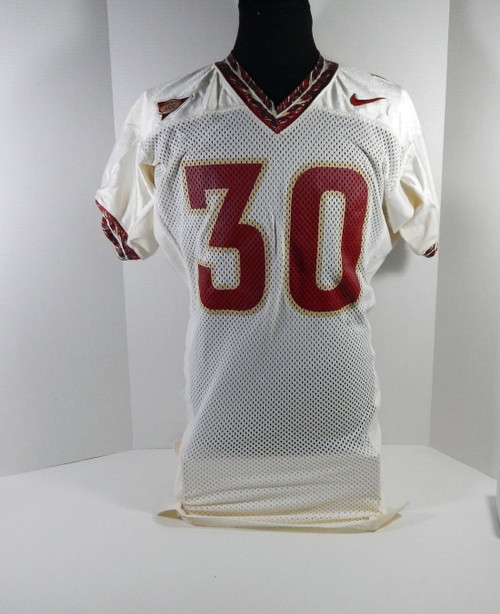 1998-06 Florida State Seminoles #30 Game Used White Jersey NP Rem 44 96