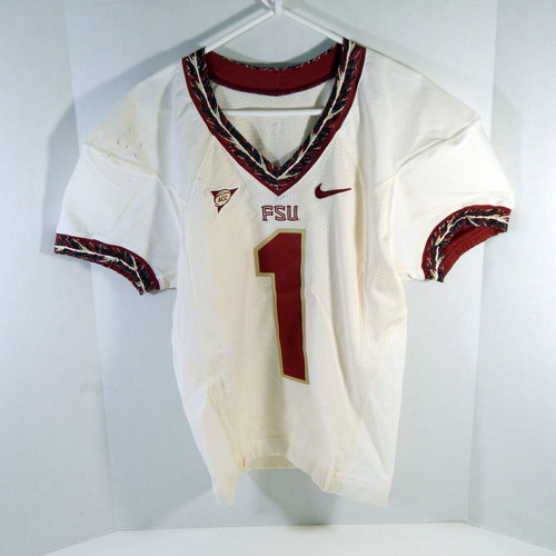 2008-12 Florida State Seminoles #1 Game Used White Jersey NP Removed 064