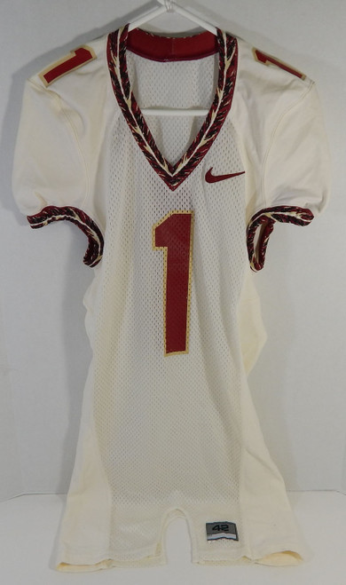 Florida State Seminoles #1 Game Issued White Jersey Nameplate Removed 42 476