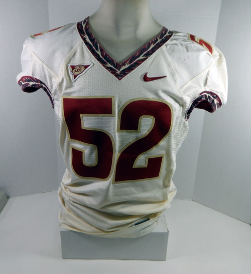 2008-12 Florida State Seminoles #52 Game Used White Jersey NP Rem 46 DP28389