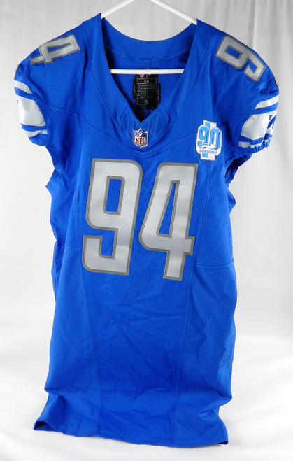 2023 Detroit Lions Benito Jones #94 Game Issued Blue Jersey 90 Season Patch 46 3