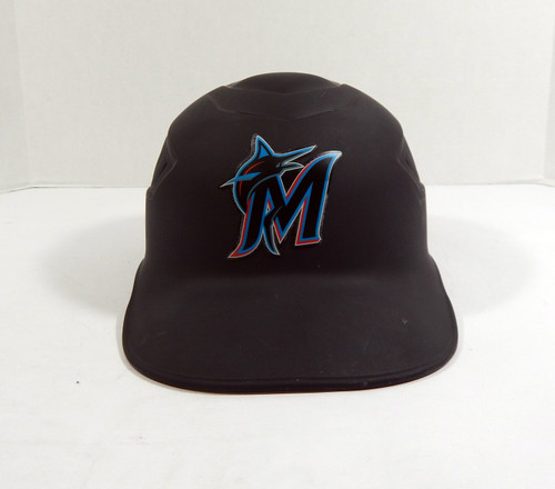 Miami Marlins Game Issued Black Catching Coach Skull Helmet 7 5/8 DP45055