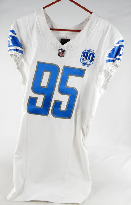 2023 Detroit Lions Romeo Okwara #95 Game Issued White Jersey 90 Season Patch 5