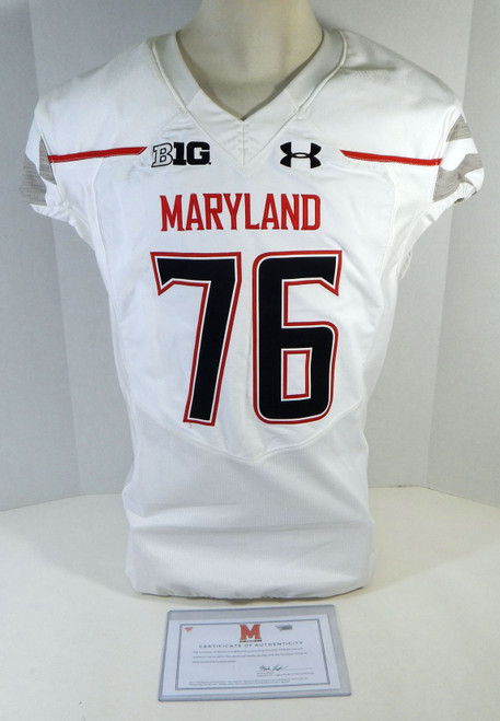 2017 Maryland Terrapins #76 Game Issued White Jersey 48 579