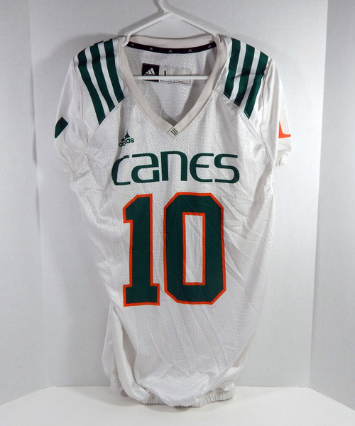Miami Hurricanes #10 Game Used White Practice Jersey L DP27856