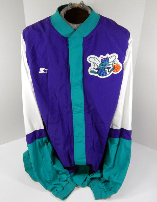 1997-98 Charlotte Hornets Game Issued Warm Up Purple Jacket 50 DP31392