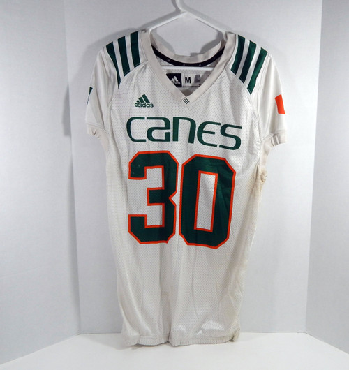 Miami Hurricanes #30 Game Used White Practice Jersey M DP27860