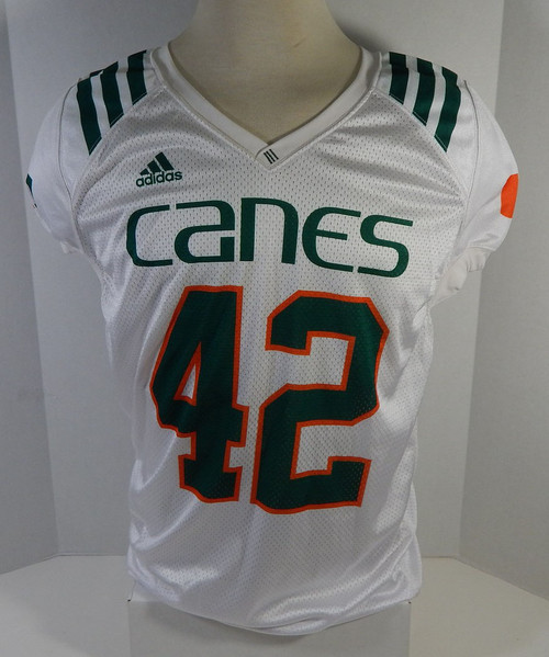 Miami Hurricanes #42 Game Used White Football Practice Jersey 927