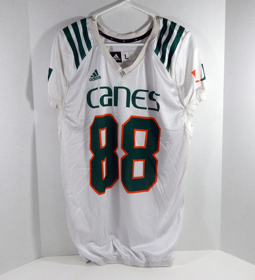 Miami Hurricanes #88 Game Used White Practice Jersey L DP27881