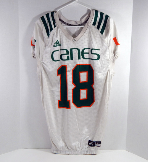 Miami Hurricanes #18 Game Used White Practice Jersey M DP27866