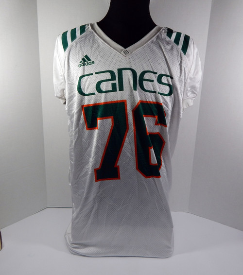 Miami Hurricanes #76 Game Used White Practice Jersey XL DP41823