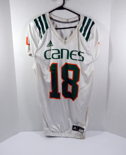 Miami Hurricanes #18 Game Used White Practice Jersey M DP41690