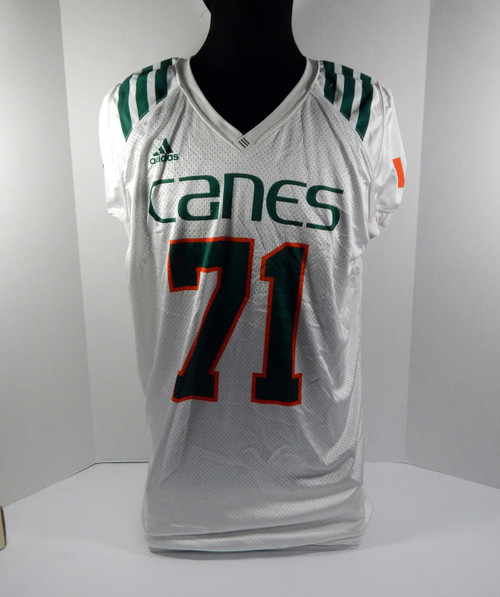 Miami Hurricanes #71 Game Used White Practice Jersey XL DP41803