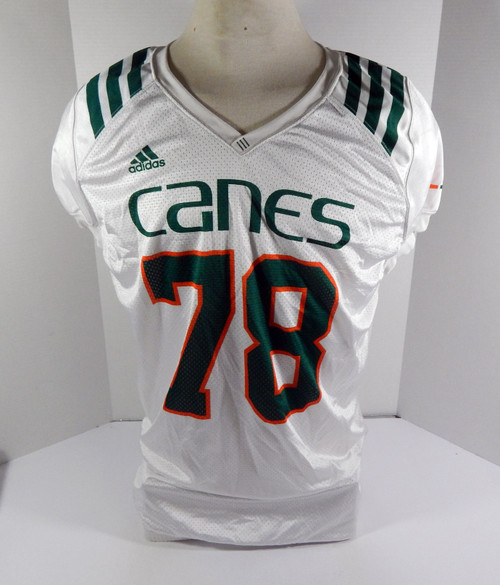 Miami Hurricanes #78 Game Used White Practice Jersey XL DP34085